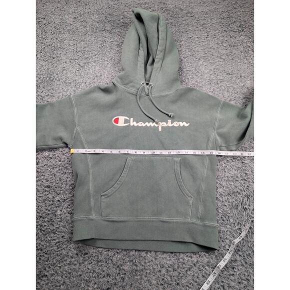 Vintage Champion Hoodie Youth Small Green Boy Pullover Reverse Weave Embroidered - Picture 3 of 6